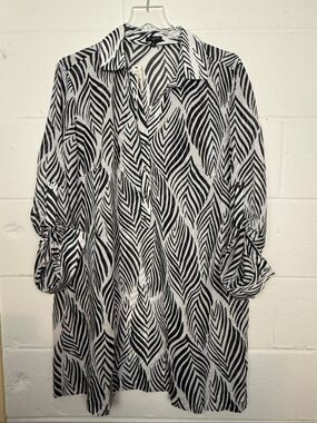 Talbots Woman Zebra Print Sheer Flowy Resort Tunic Shirt Dress 1X 16W-18W NWT